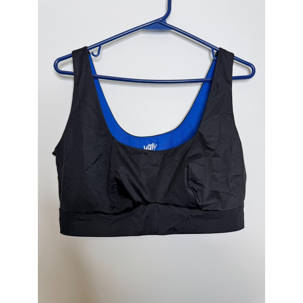 Yitty Sports Bra Womens 1X Black Excellent Scoop Neck Athleisure Stretch